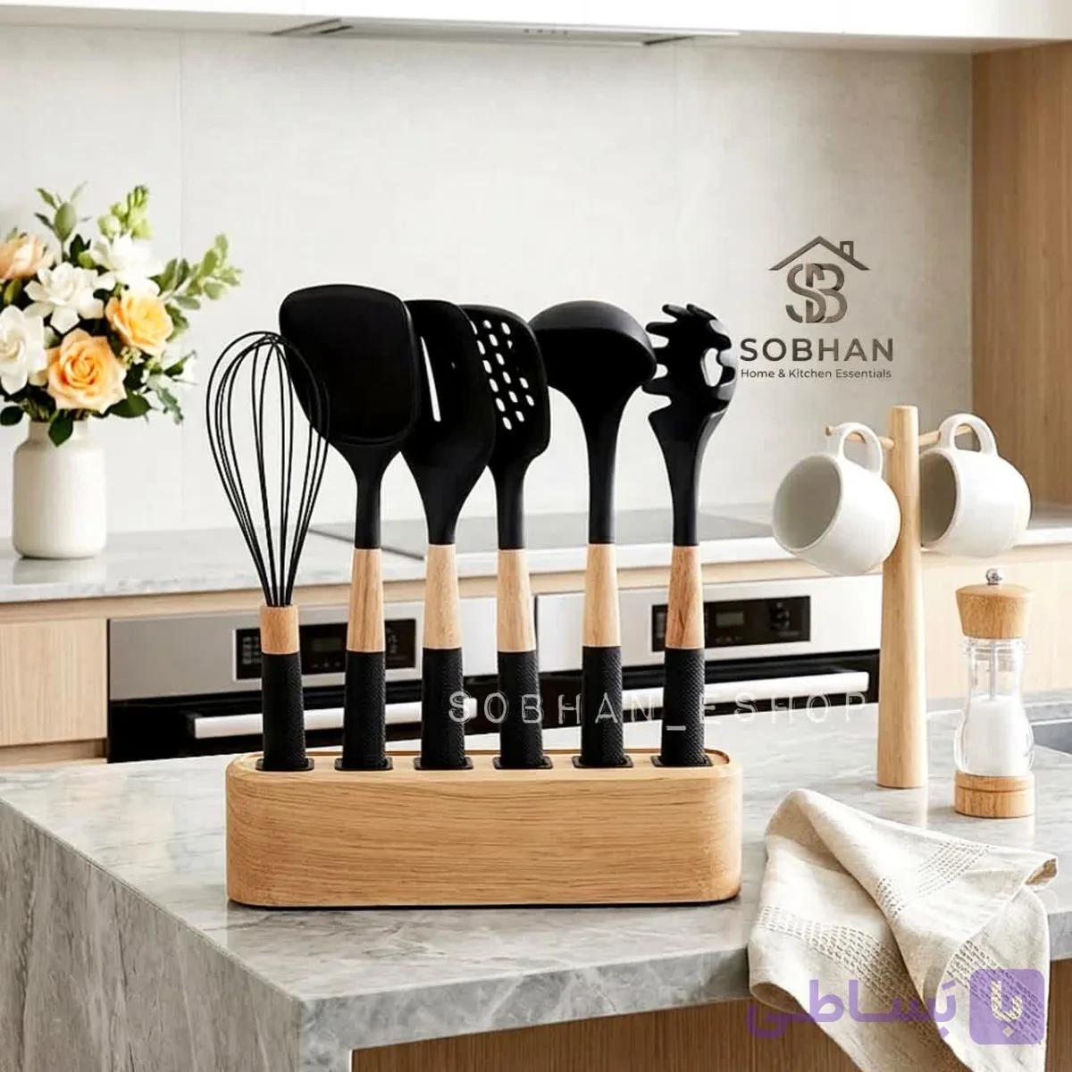 ست کفگير ملاقه مستطیل سيليکوني استنددار HX Kitchen — تصویر 1