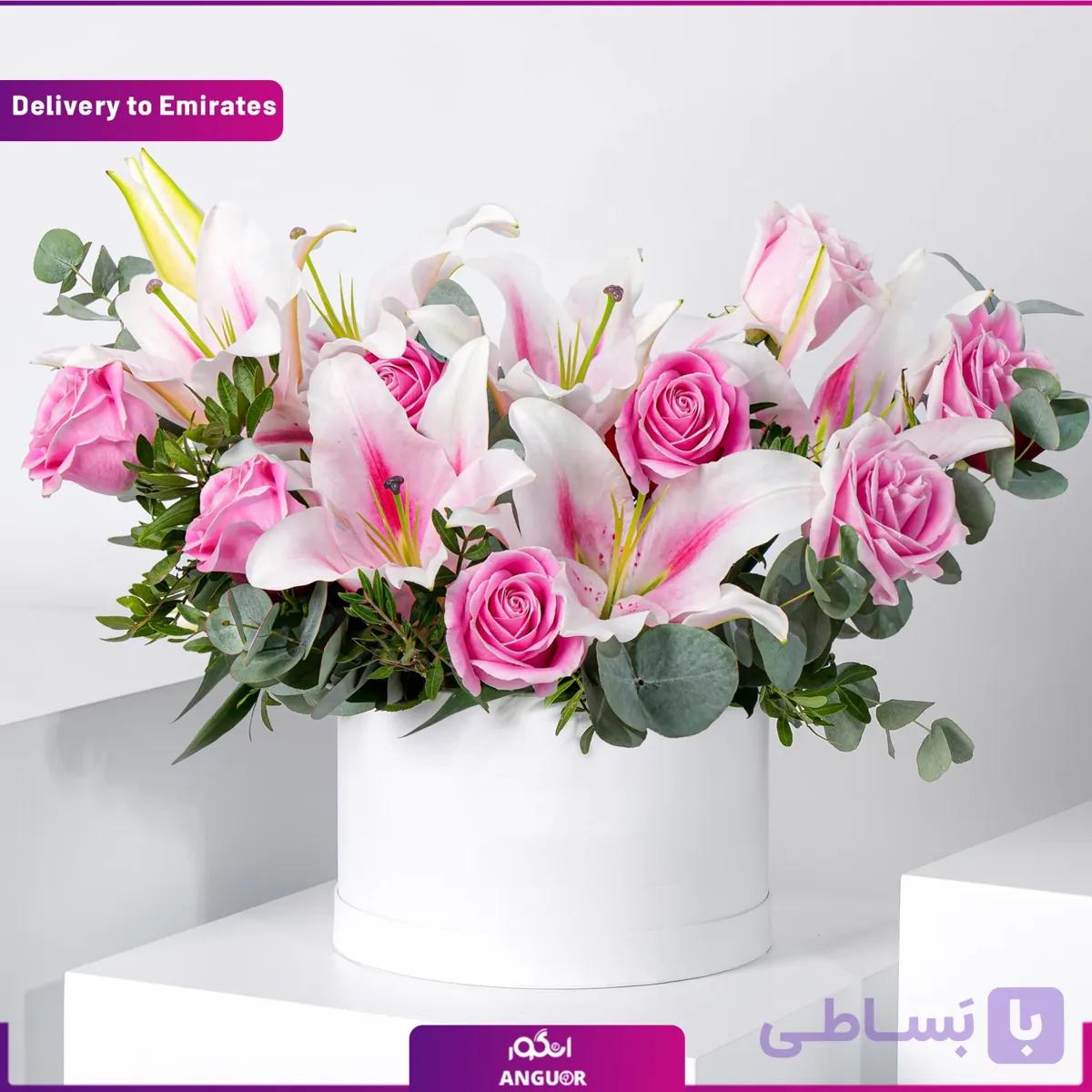 باکس لیلیوم و رز با تم صورتی (تحویل در امارات)