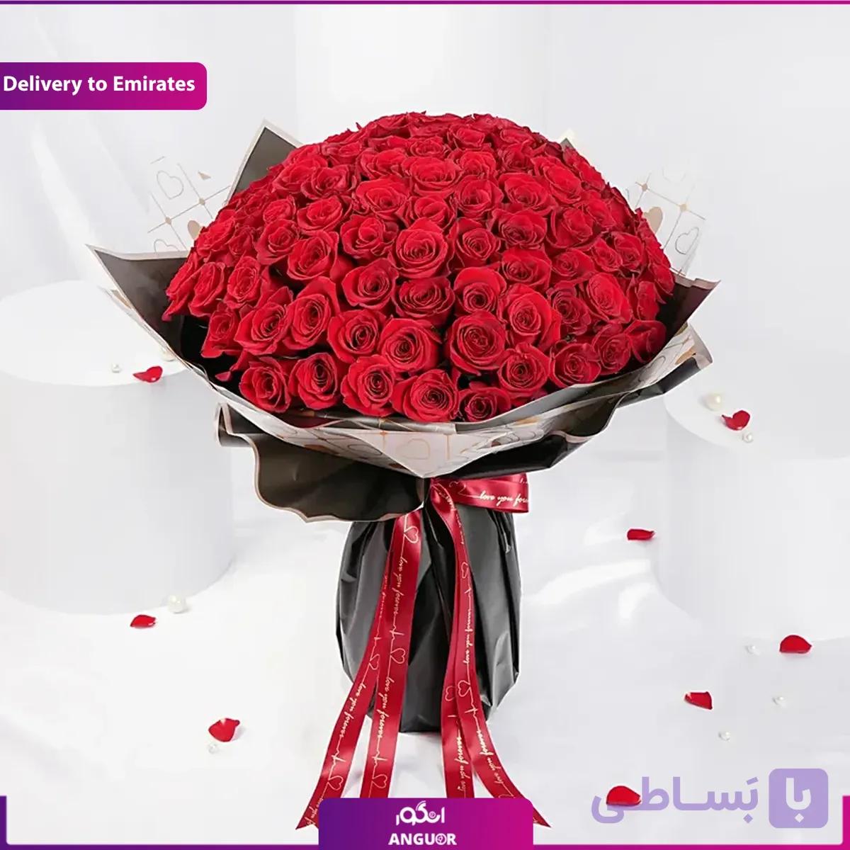دسته گل رز 111 شاخه (تحویل در امارات) — تصویر 1