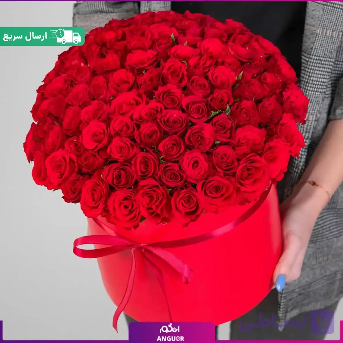 باکس گل رز قرمز 100 شاخه — تصویر 1
