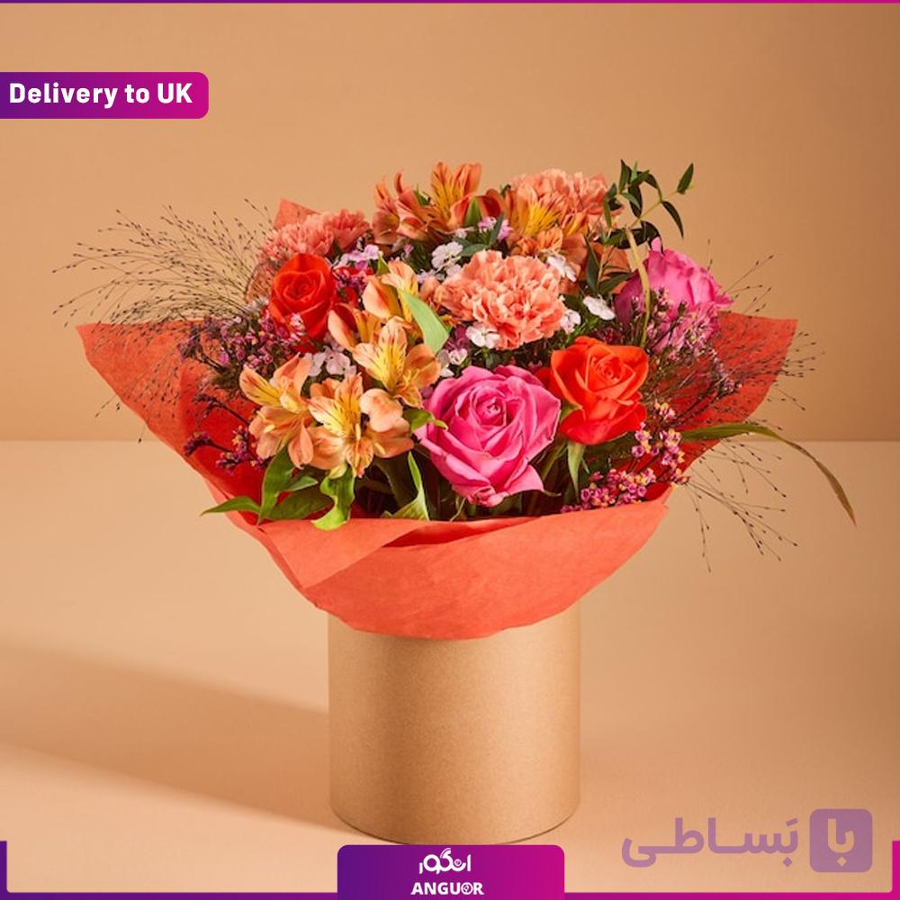 Multi Rose Fresh Flower Bouquet in Hatbox (Delivery to UK)