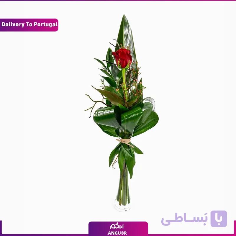 دسته گل تک شاخه رز قرمز (تحویل در پرتغال)