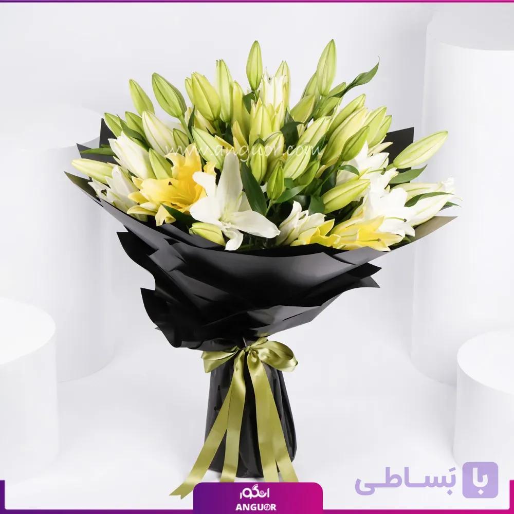 دسته گل ترحیم با 6 شاخه گل لیلیوم — تصویر 1