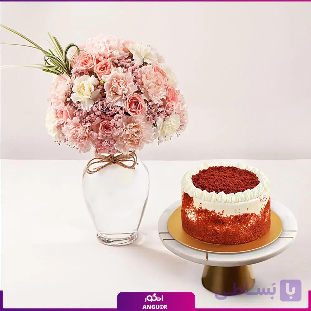 دسته گل ترکیبی به همراه کیک — تصویر 1