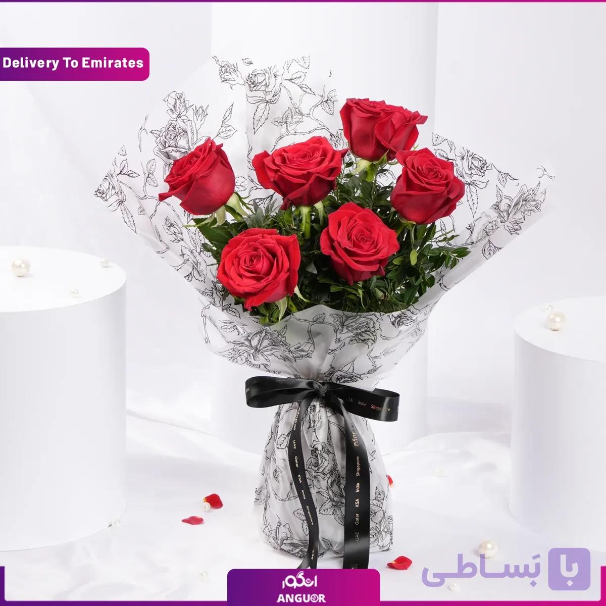 دسته گل رز قرمز 35 شاخه ولنتاین (تحویل در امارات)