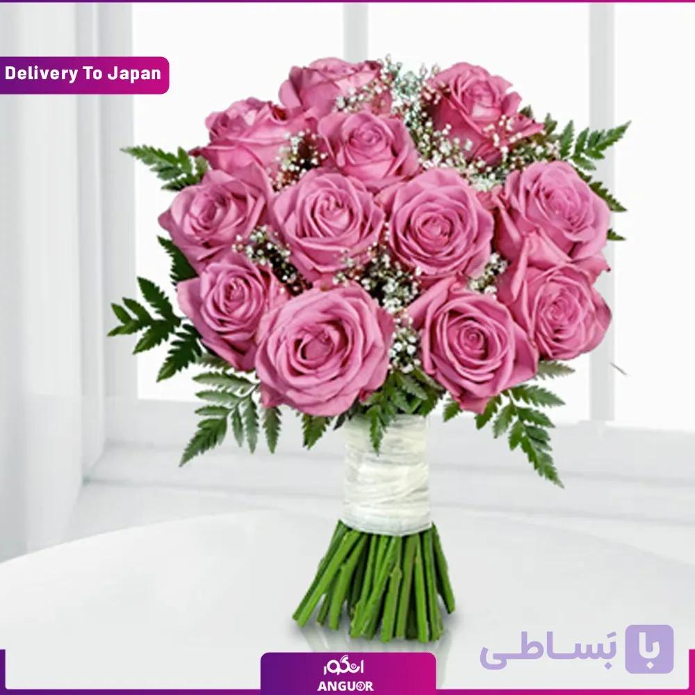 12 شاخه گل رز صورتی (ارسال به ژاپن)