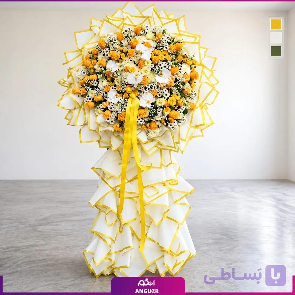 دسته گل قدی پایه‌دار لاکچری؛ مناسب تبریک موفقیت — تصویر 1