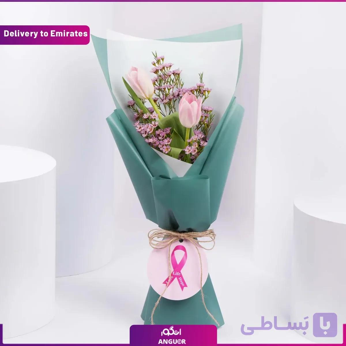 دسته گل لاله وکیک (تحویل در امارات)