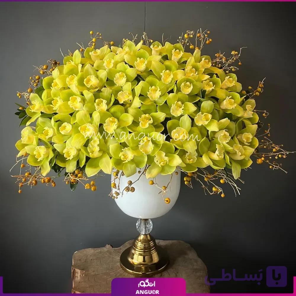 جام گل 45 عدد ارکیده زرد — تصویر 1