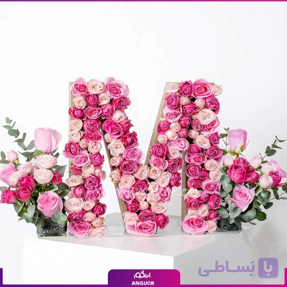 باکس گل حرف M با گل رز — تصویر 1
