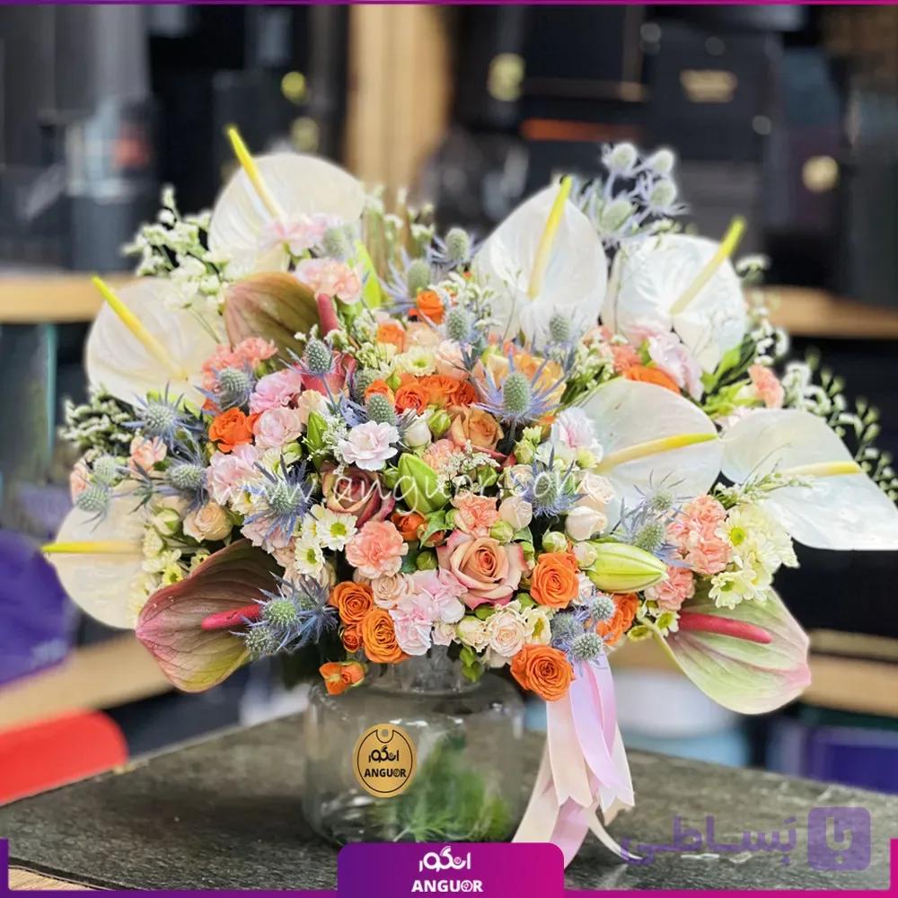 جار گل با 10 شاخه آنتوریوم