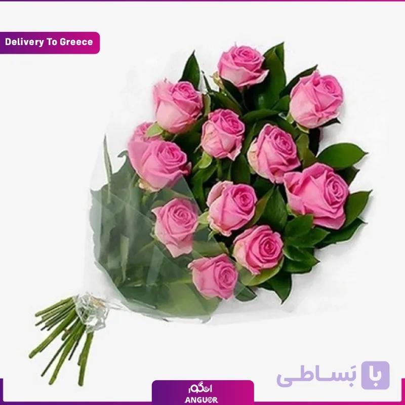 دسته گل 11 شاخه رز صورتی (تحویل در یونان)