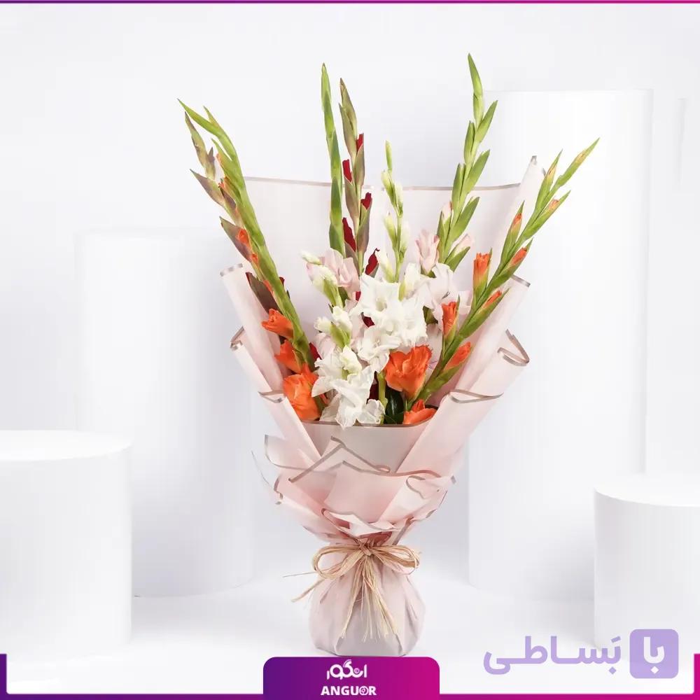 دسته گل گلایول دو رنگ 8 شاخه — تصویر 1