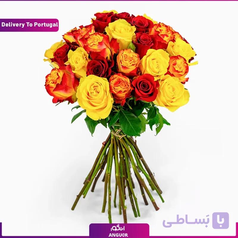 دسته گل رز 20 شاخه سه رنگ (ارسال گل به پرتغال)