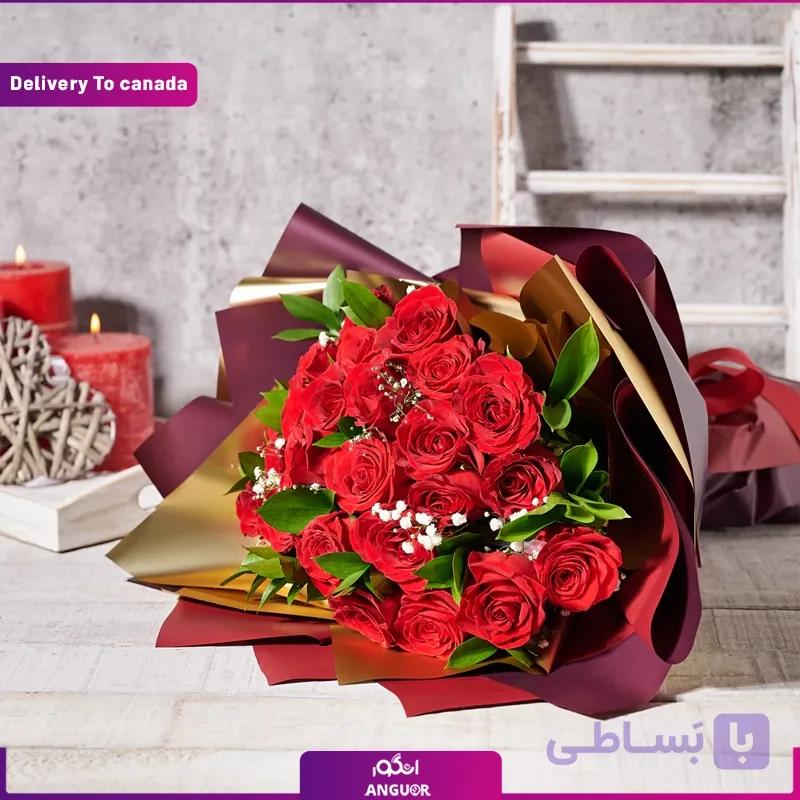 دسته گل رز قرمز 12 شاخه (ارسال گل به پرتغال)