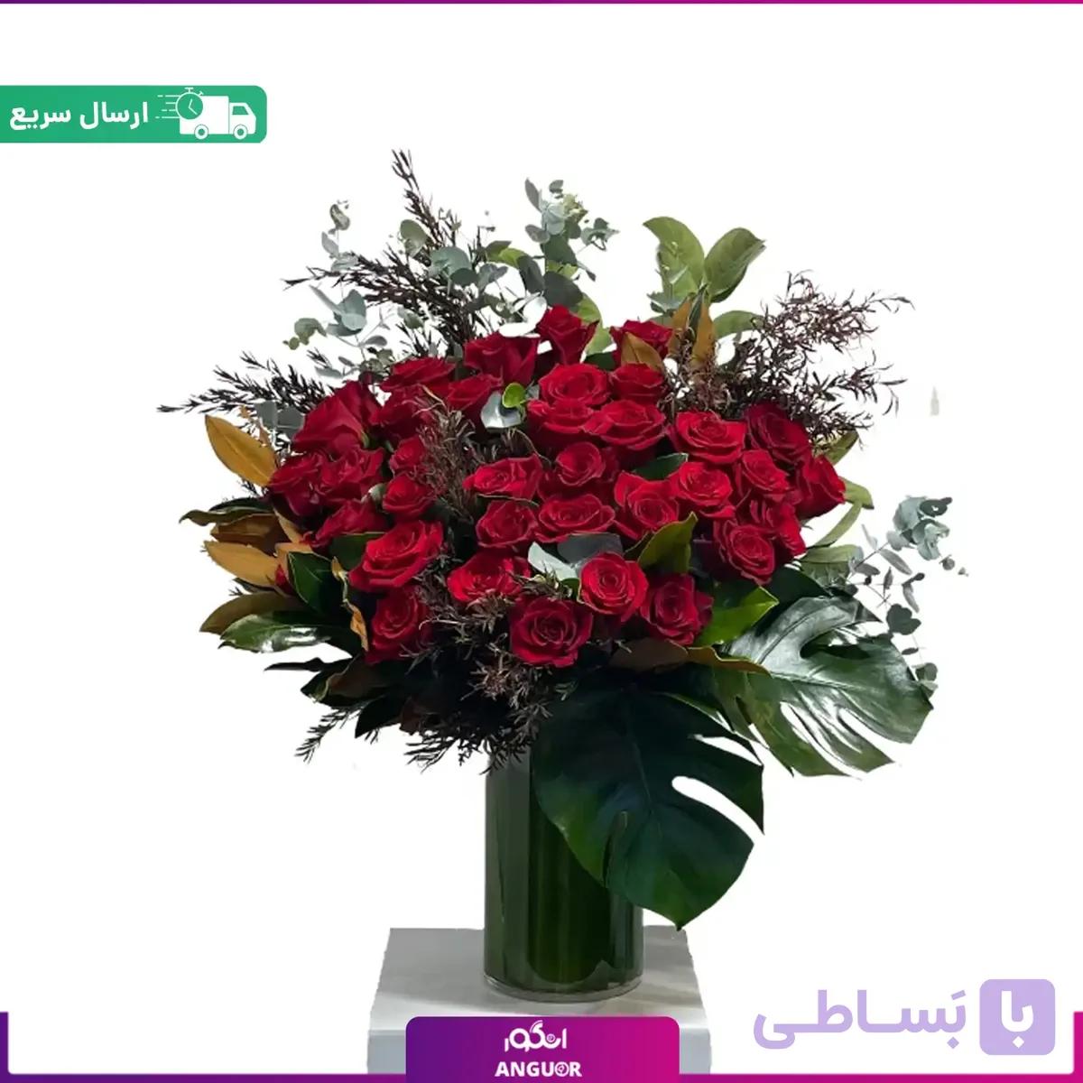 باکس شیشه ای گل رز سرخ