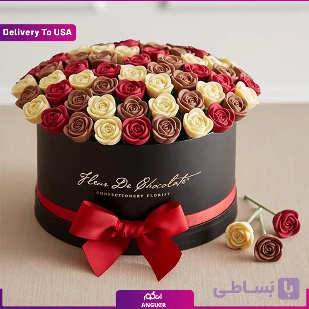 باکس رز شکلاتی بلژیکی تم عاشقانه (تحویل در امریکا) — تصویر 1