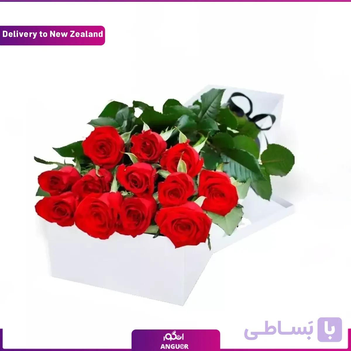 باکس گل رز قرمز 10 شاخه (تحویل در امریکا)