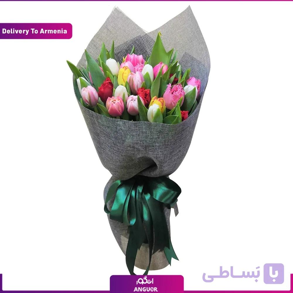 دسته گل 30 شاخه لاله رنگی (ارسال گل به ارمنستان)