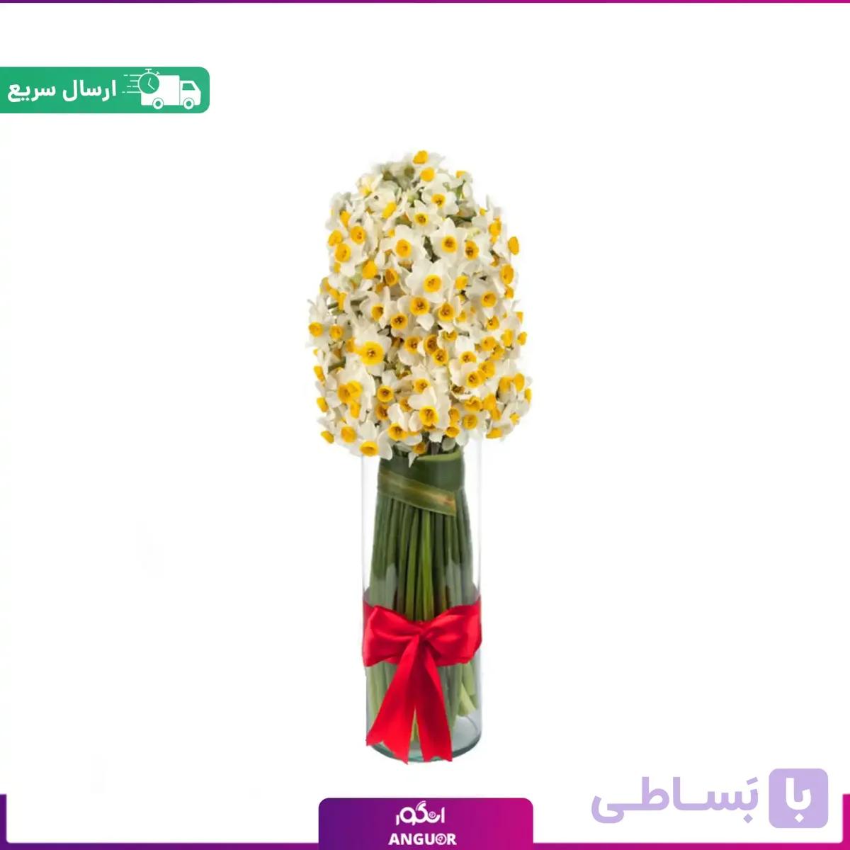 جار گل نرگس 100 شاخه ای با گلدان — تصویر 1
