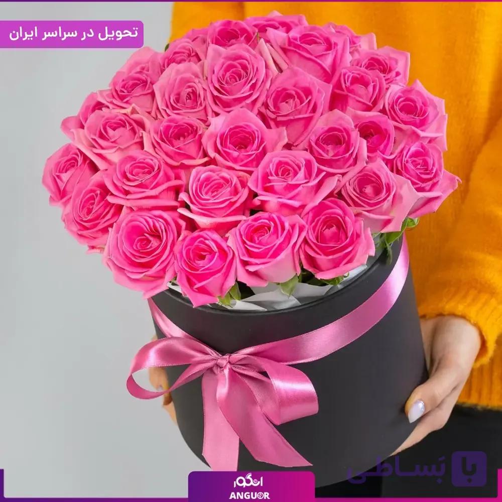 باکس گل رز صورتی 35 شاخه