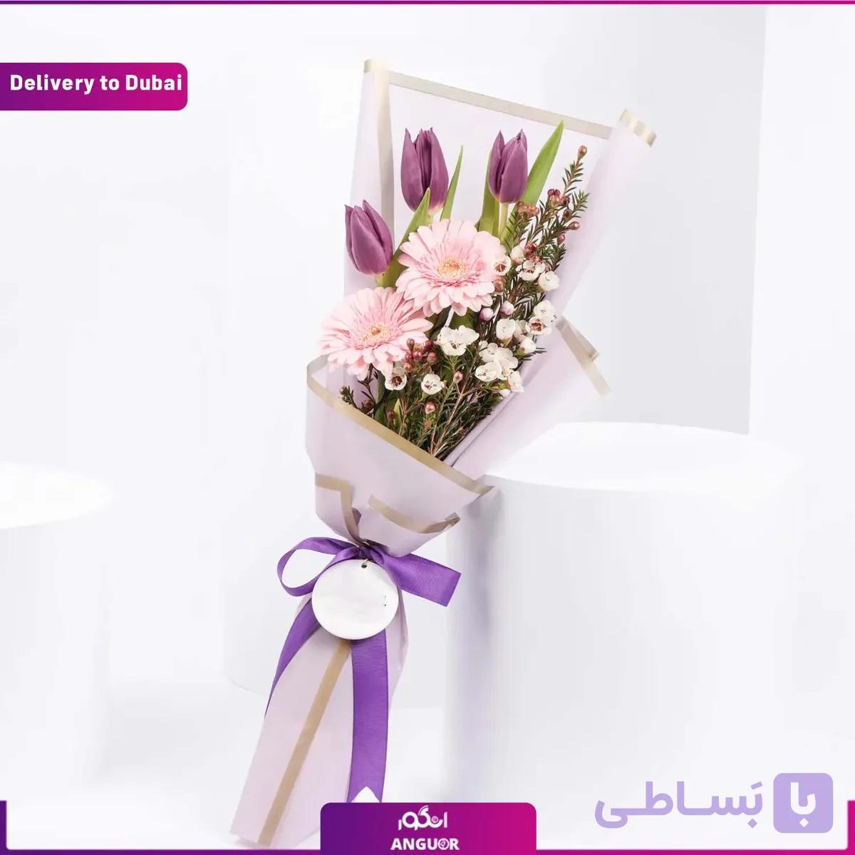 دسته گل لاله رنگارنگ (تحویل در دبی)