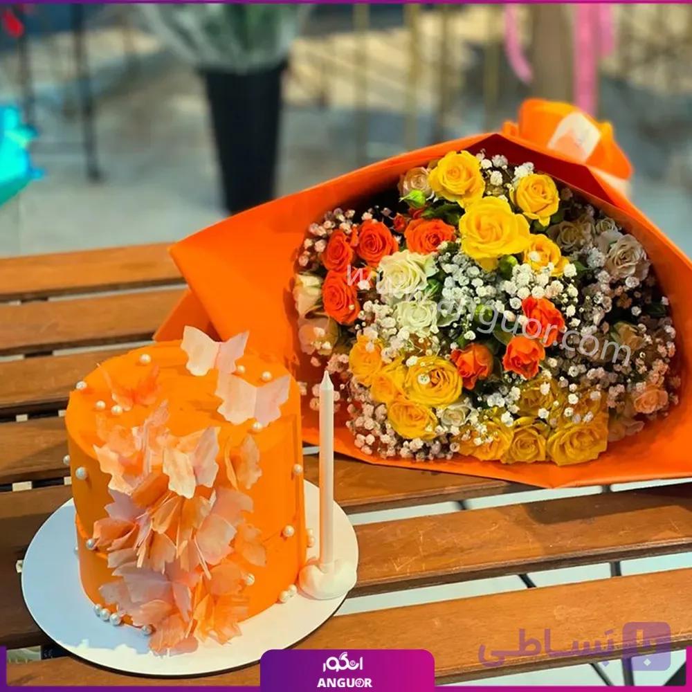 دسته گل و کیک به رنگ مهربانی