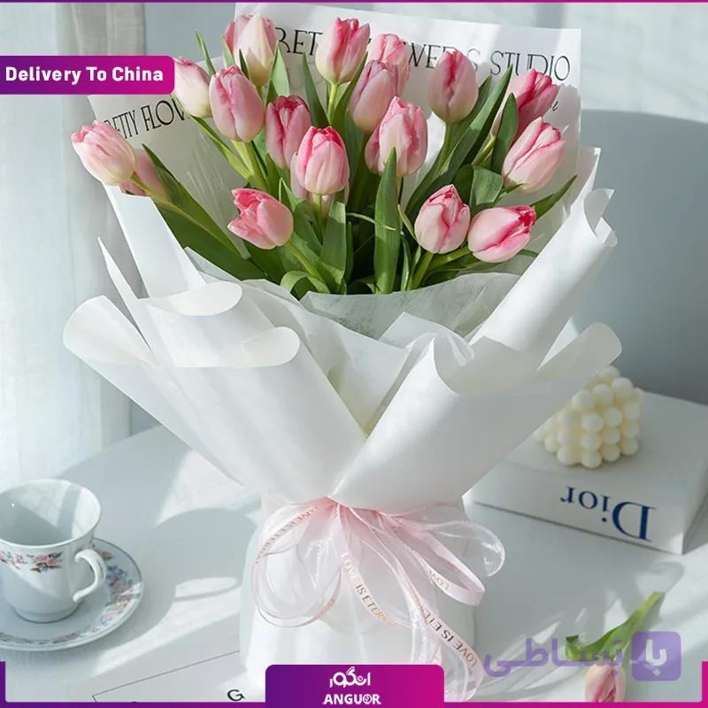 (Delivery in China) Bouquet of pink tulips — تصویر 1
