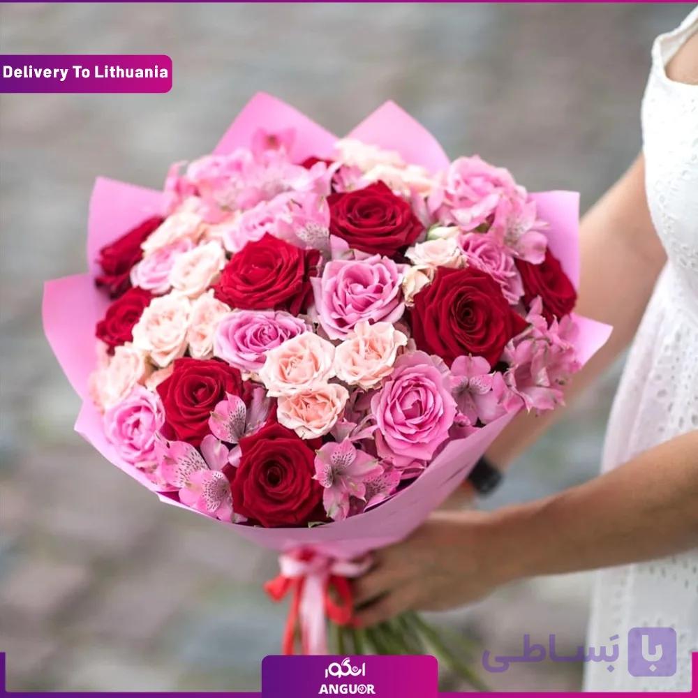 دسته گل رز و آلستر (تحویل در لیتوانی)