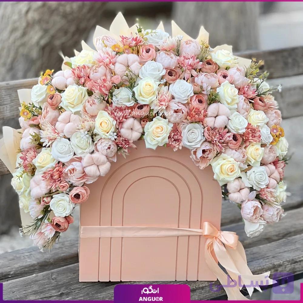 باکس گل مصنوعی با تم هلویی