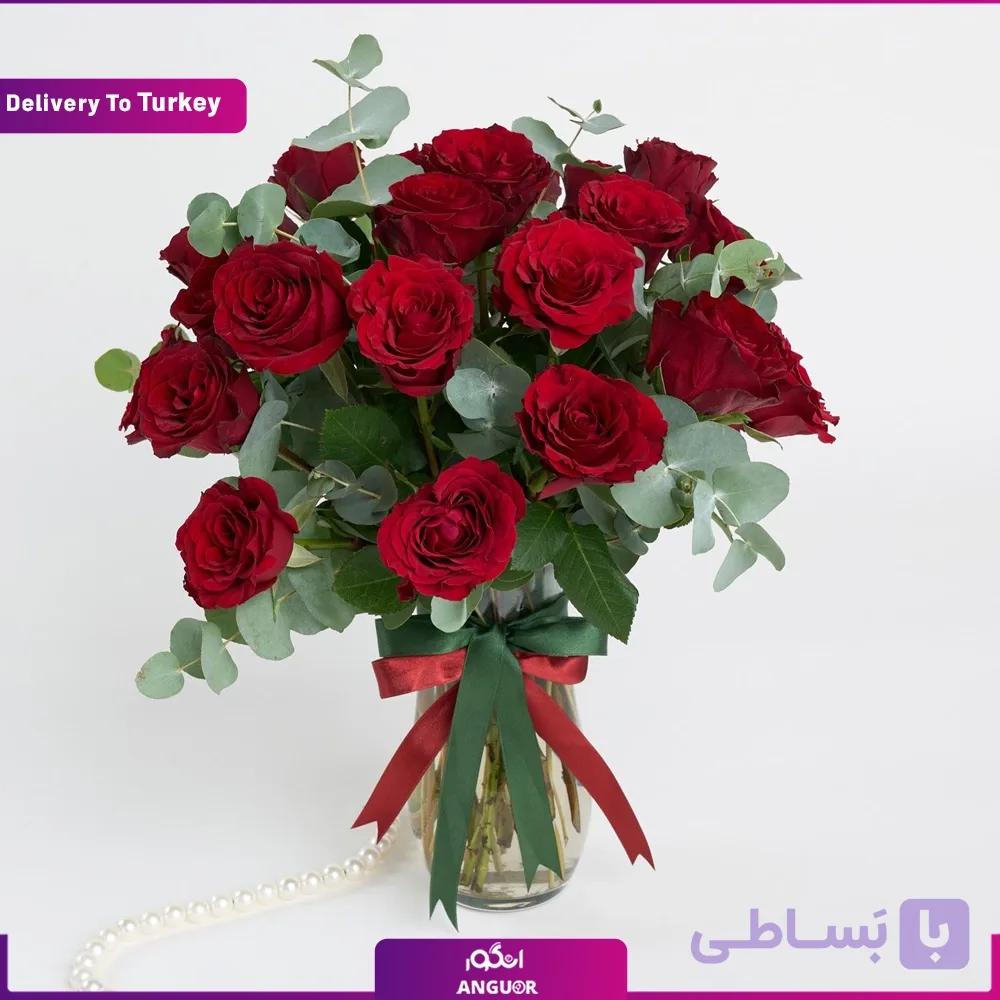 دسته گل 25 شاخه با گلدان (تحویل در ترکیه)
