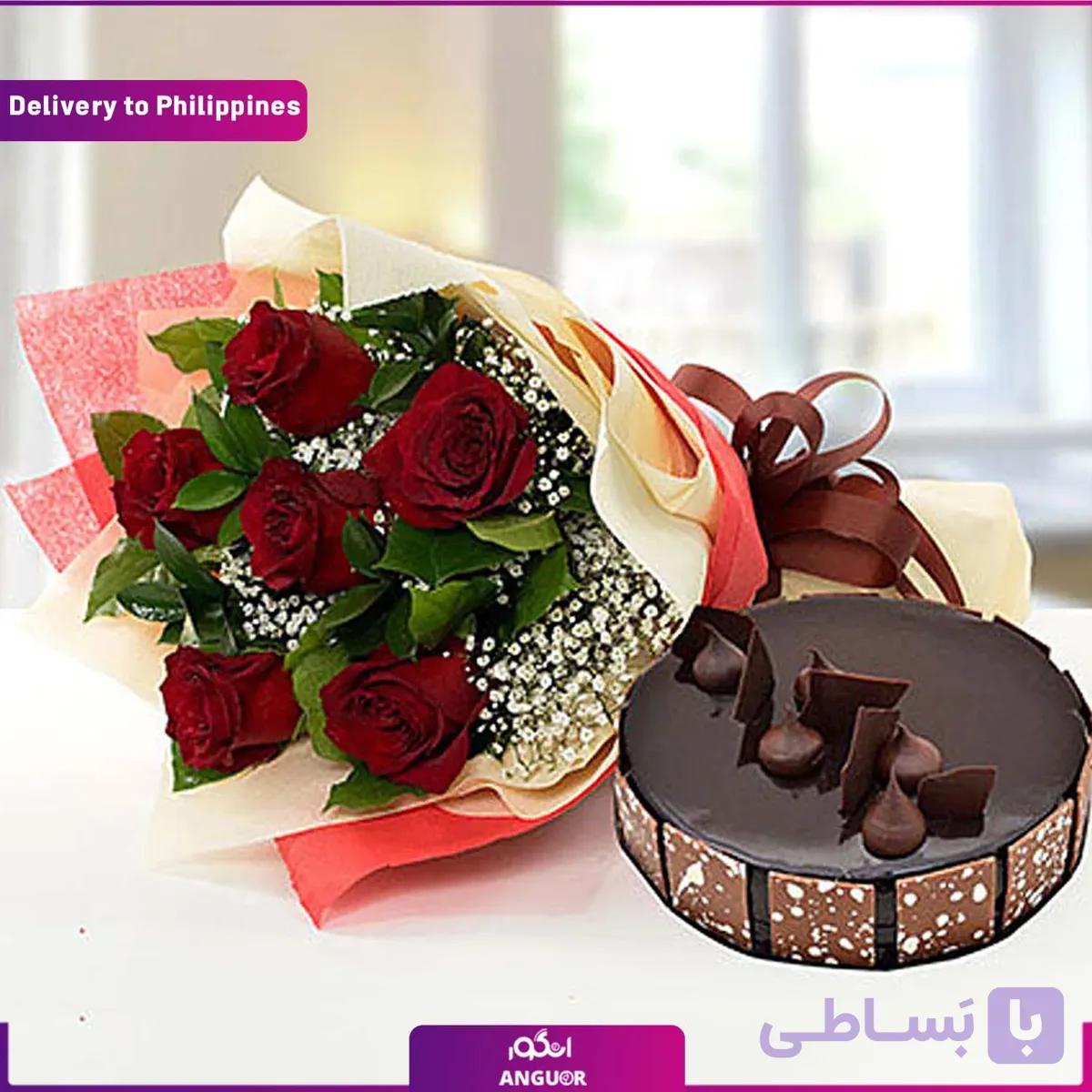 (delivery in Philippines) Rose Bouquet With Chocolate Cake