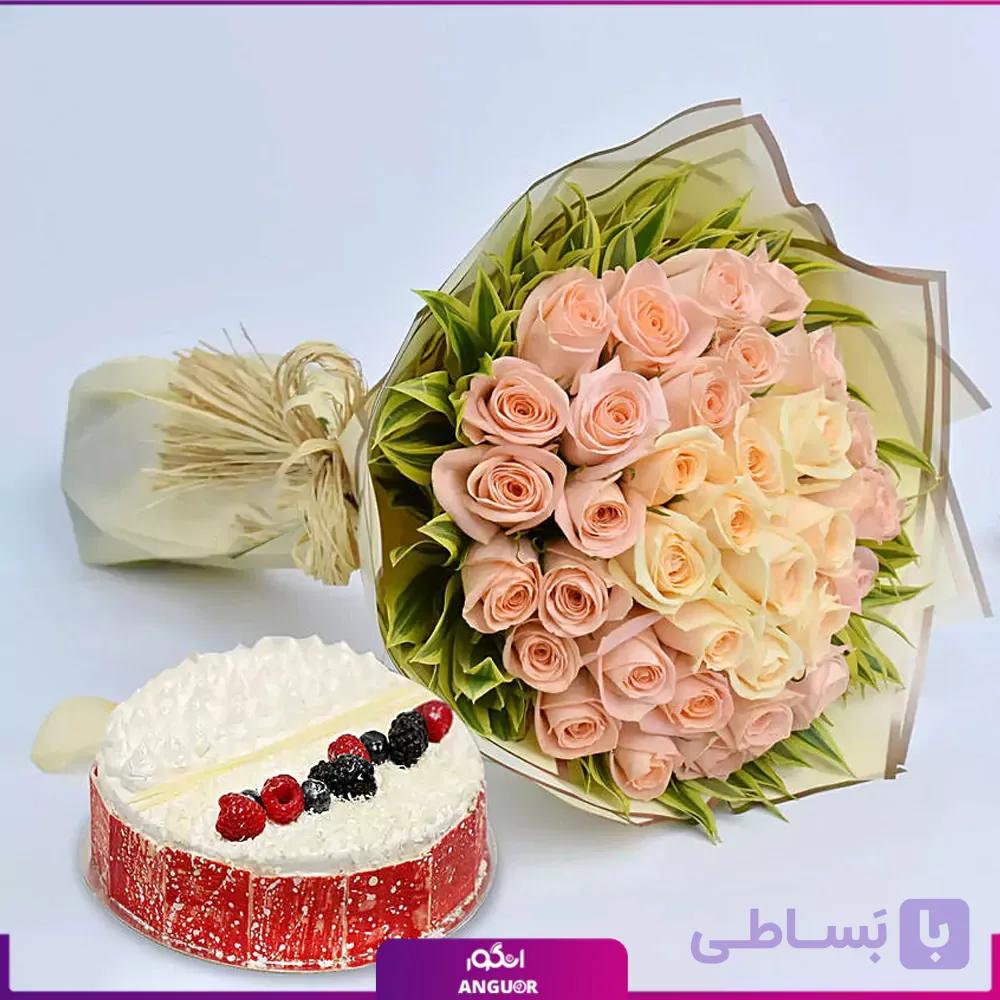 دسته گل رز عشق صورتی به همراه آینه — تصویر 1