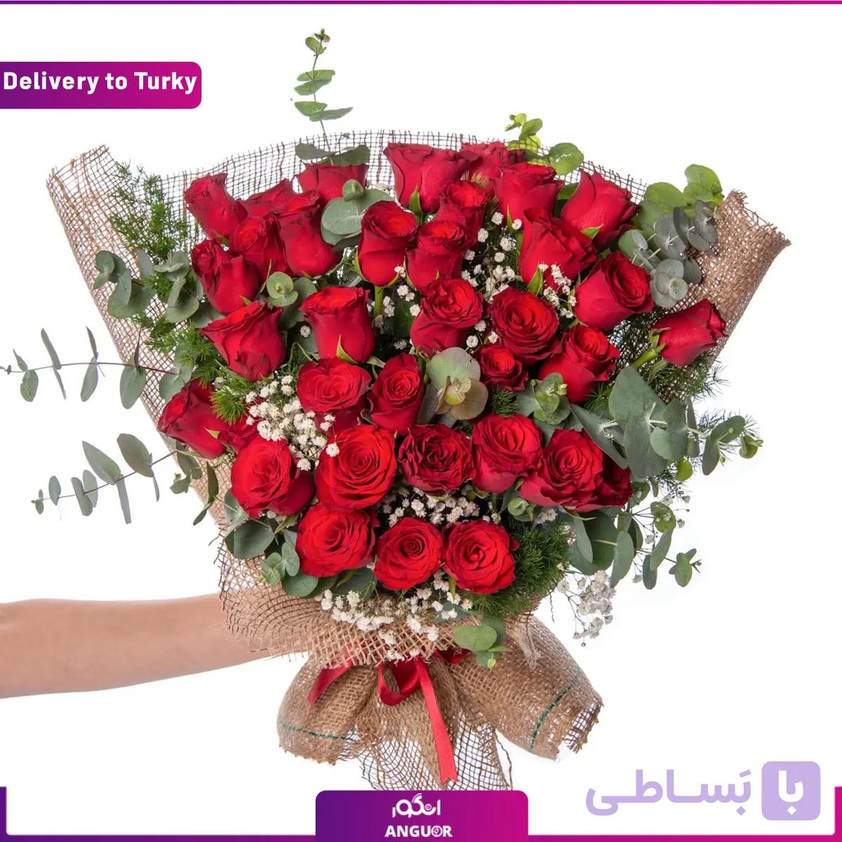 دسته گل رز سرخ 35 شاخه (ارسال گل به ترکیه)