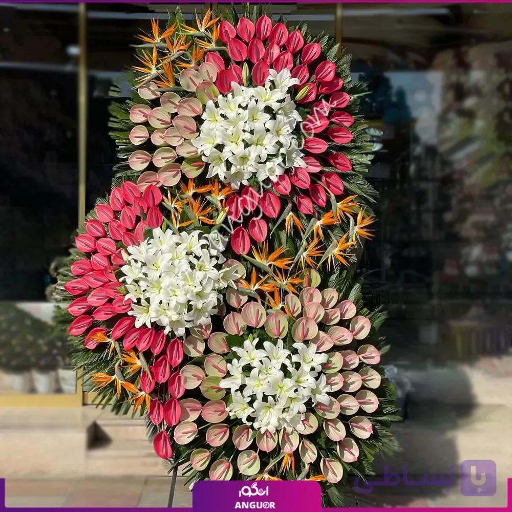 تاج گل 3 طبقه خاطره (آنتوریوم،اوریانتال،پرنده بهشتی) — تصویر 1