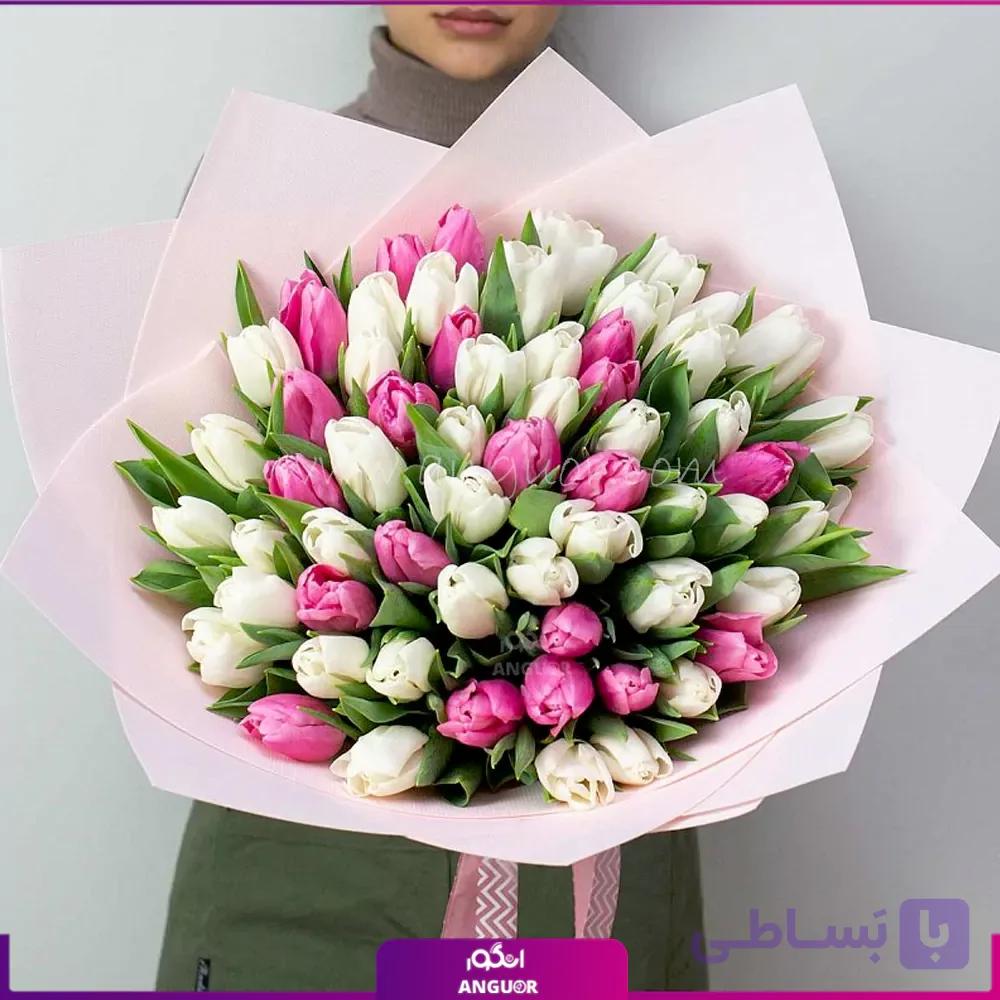 دسته گل لاله روشنا 60 شاخه ای