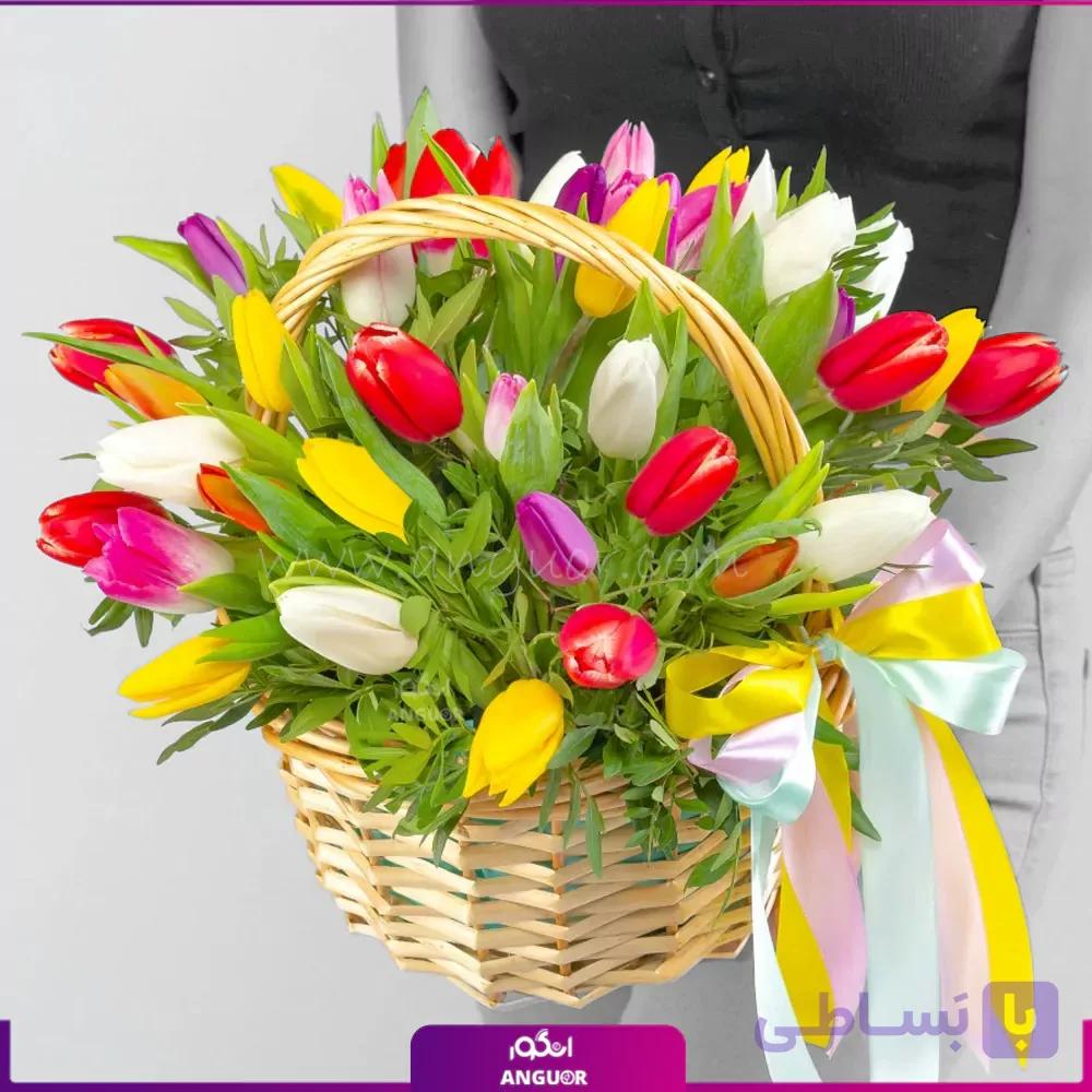 سبد گل لاله رژین
