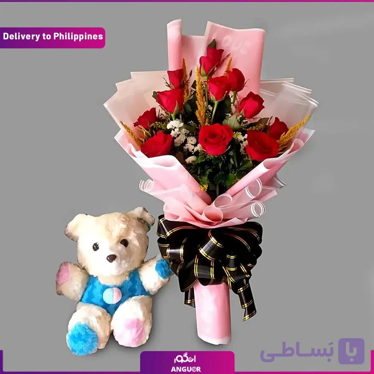 (delivery in Philippines)Red Roses Bouquet And Teddy Bear — تصویر 1