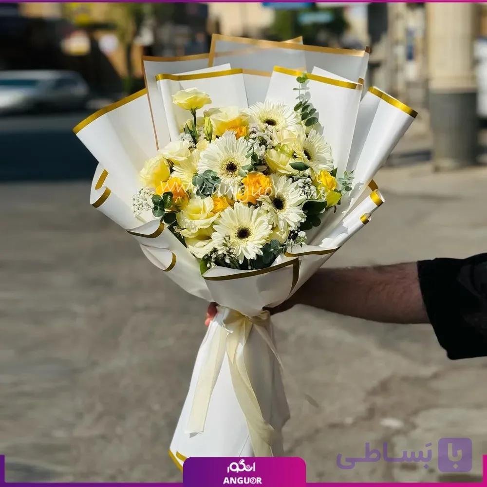 دسته گل ژربرا و لیسیانتوس