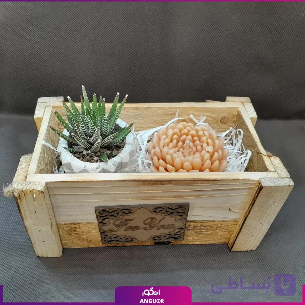 جعبه گل به همراه شمع گلی — تصویر 1