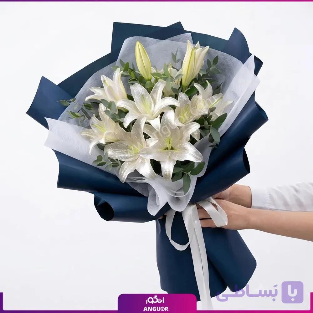 دسته گل لیلیوم سفید (شاین دار)