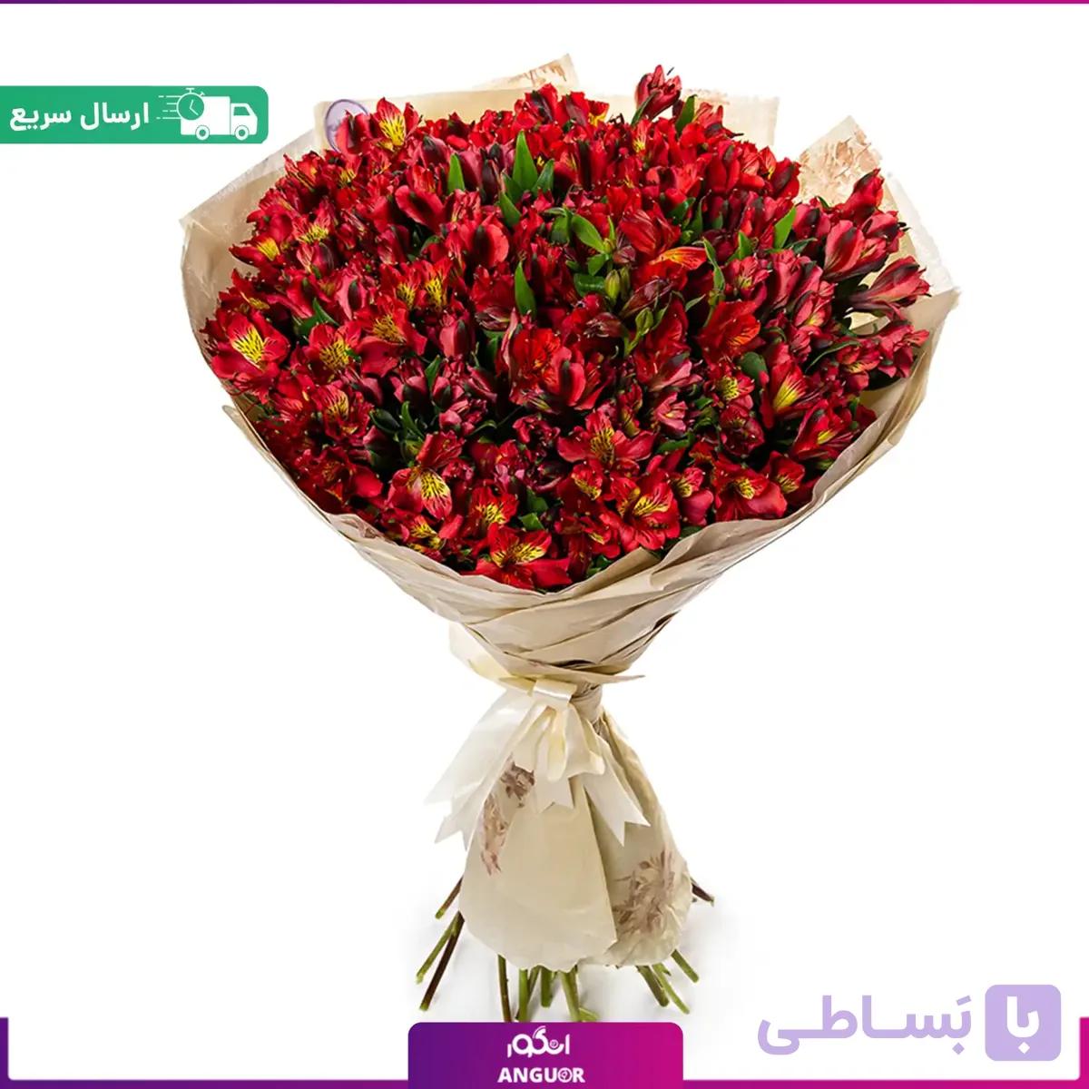 دسته گل آلسترومریا قرمز (80 شاخه) — تصویر 1