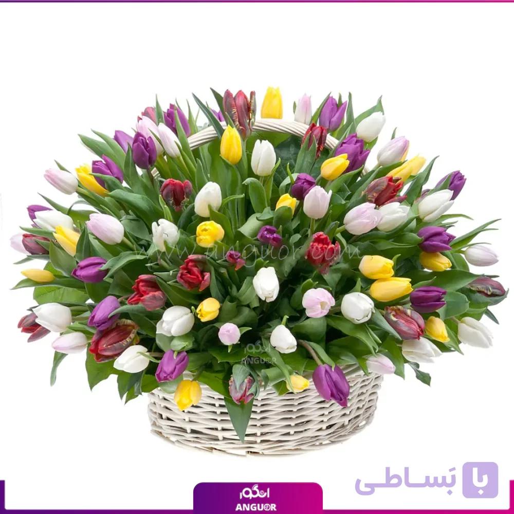 سبد بزرگ لاله ویژه بهار 100 عدد