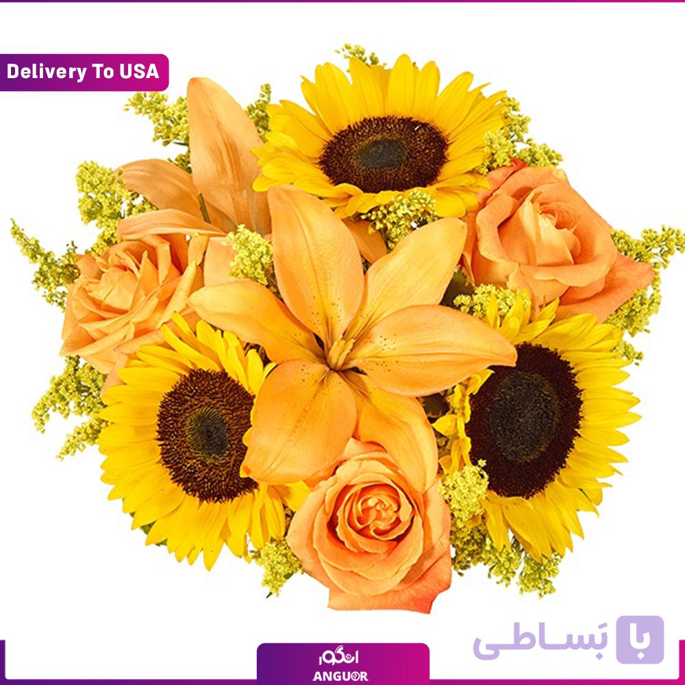 دسته گل رز و آلسترومریا (تحویل امریکا)