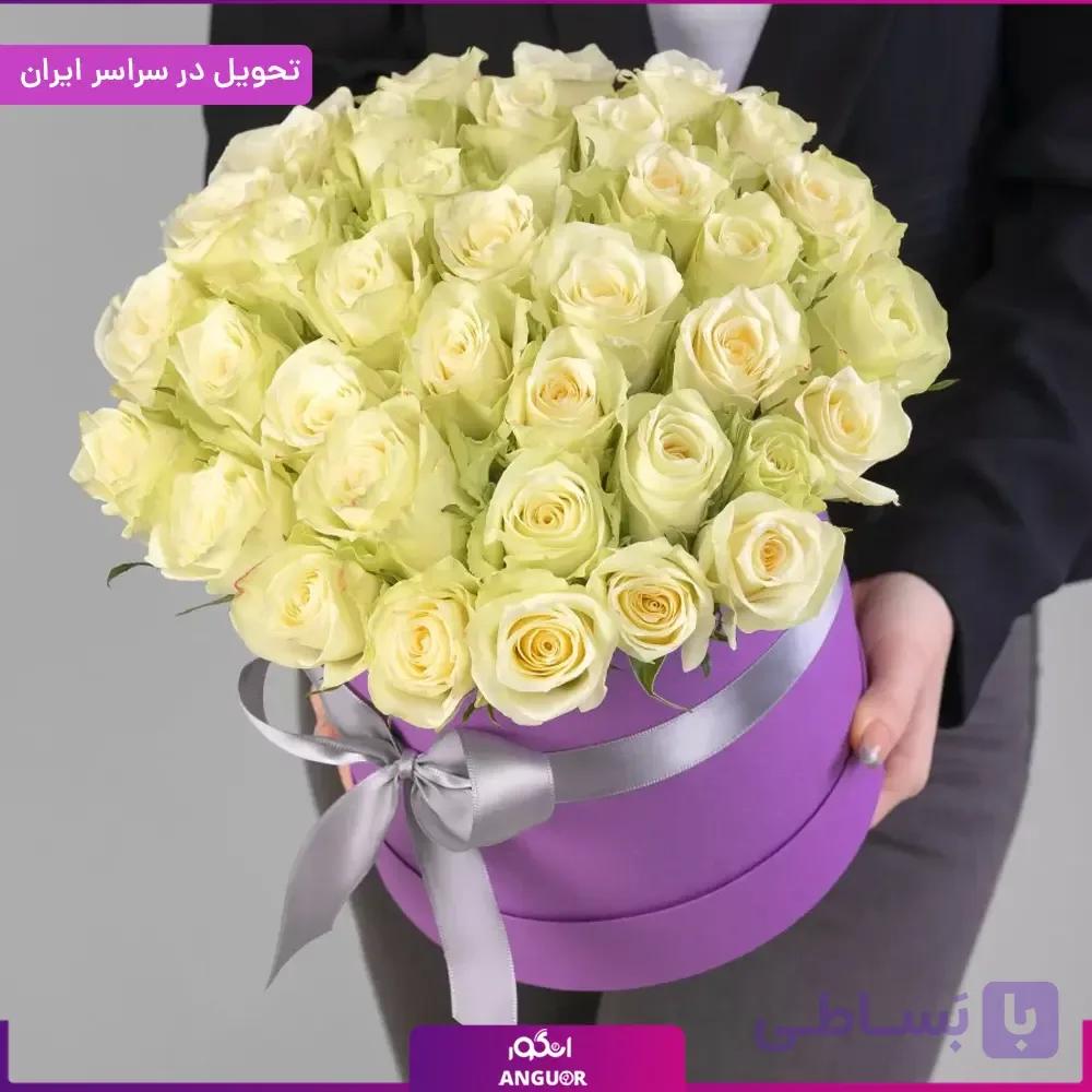 باکس گل رز سفید 30 شاخه