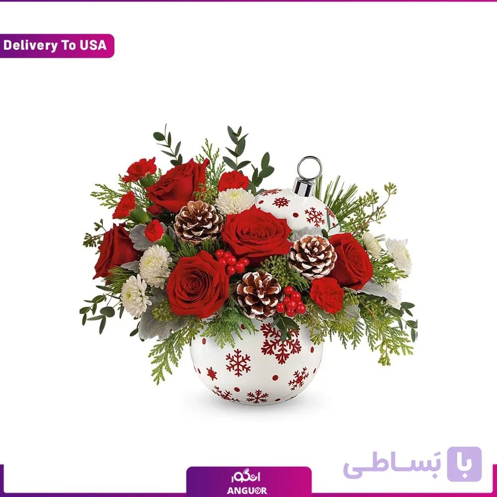 باکس حبابی کریسمس با گل رز (تحویل در آمریکا)