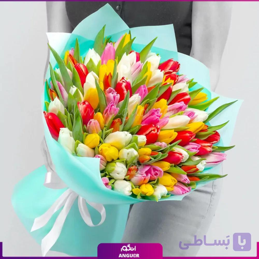 دسته گل لاله های رنگی