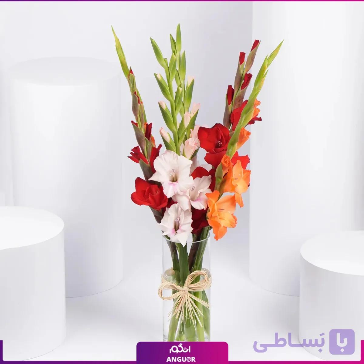دسته گل گلایول با گلدان