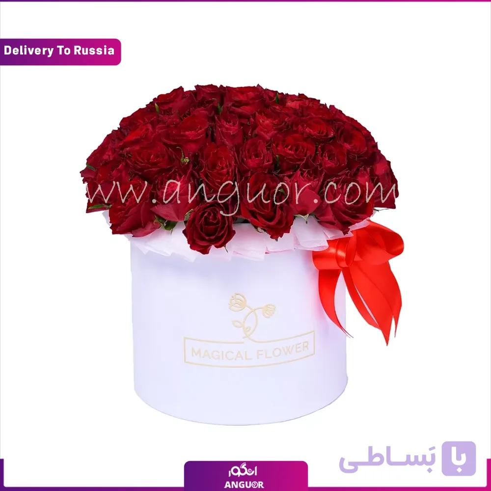 باکس گل رز قرمز 50 شاخه (تحویل در هند)