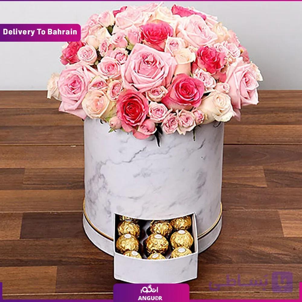 Box Of Pink Roses And Chocolates (Delivery in Bahrain)